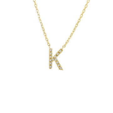 18K Yellow Gold Diamond K Initial Pendant Necklace - 0.04 CTW