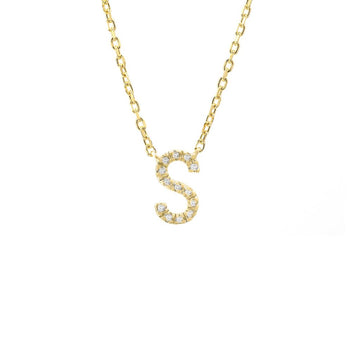 18K Yellow Gold Diamond S Initial Pendant Necklace - 0.04 CTW