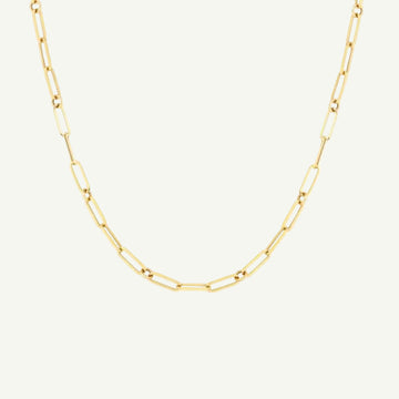 18K Yellow Gold Paperclip and Round Link Necklace – Chain