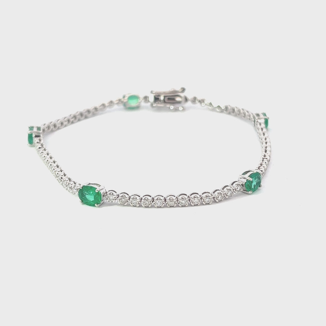 Diamond Tennis Bracelet with Emeralds