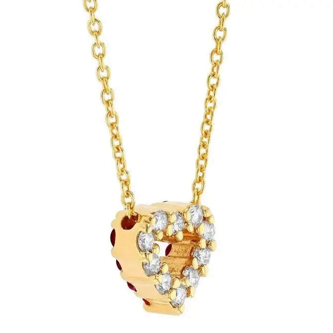 Tiny Treasures Reversible Heart Necklace with Ruby and Diamond