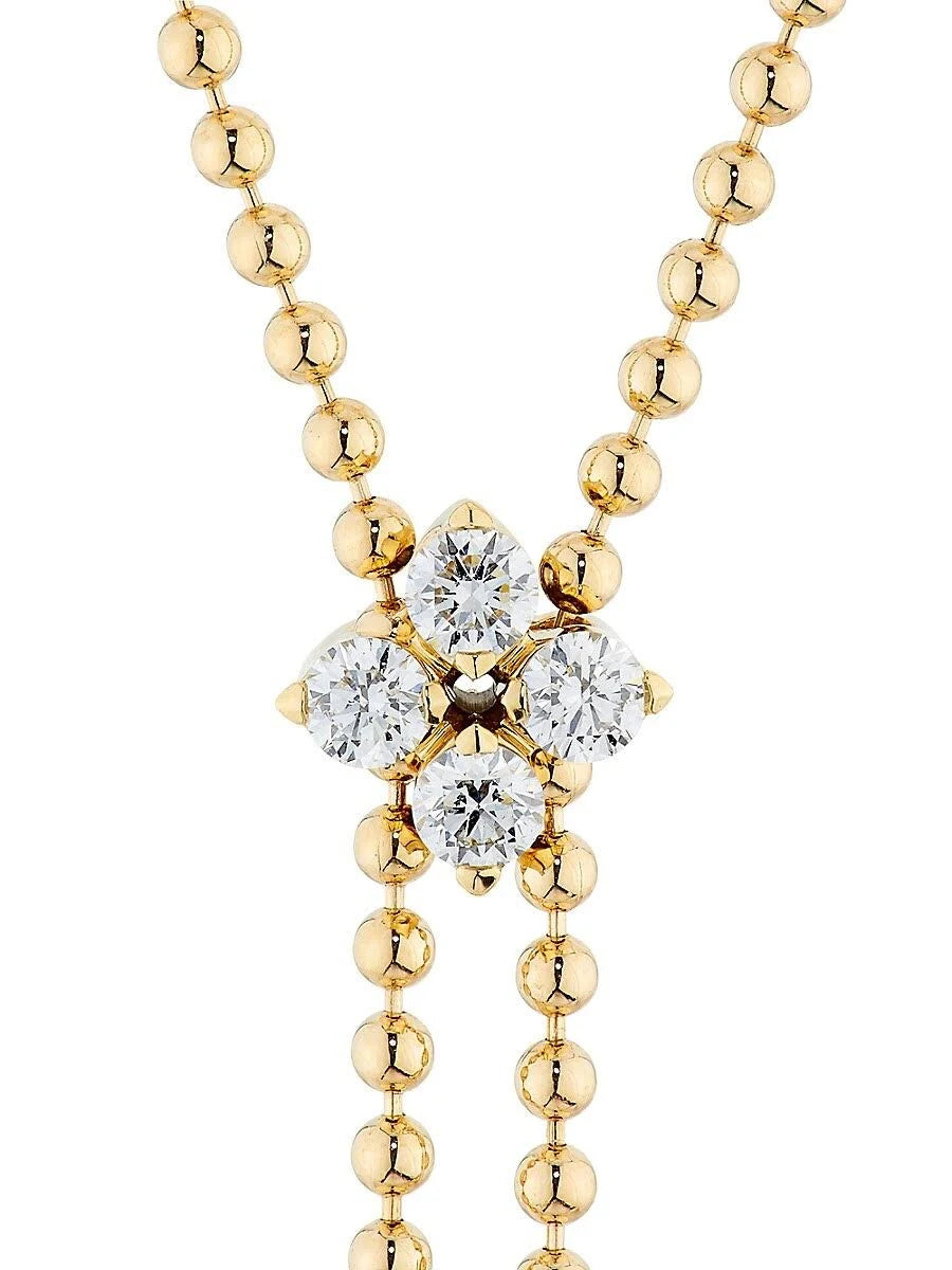 Gold Love In Verona Diamond Flower Lariat Necklace