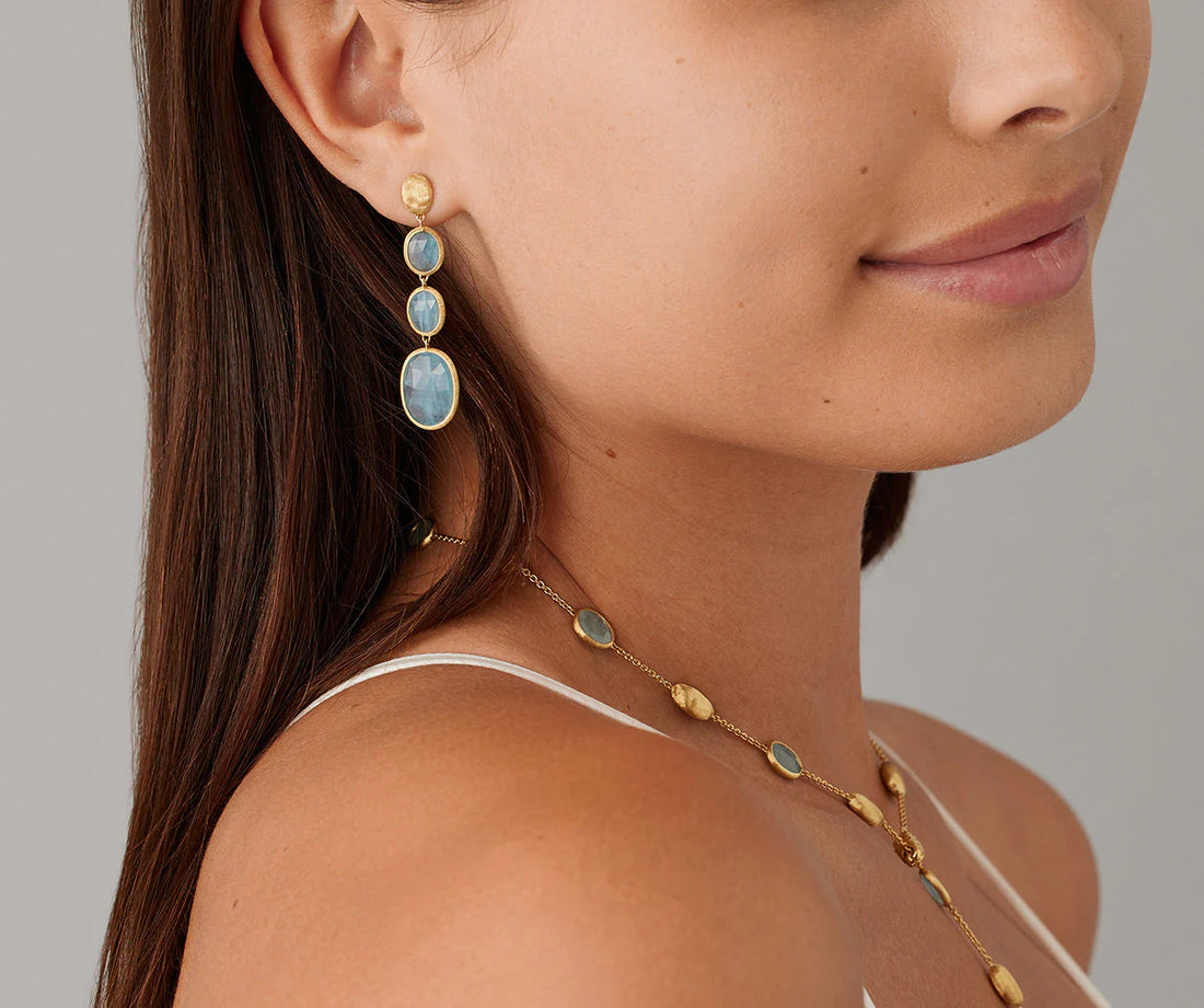 Siviglia Gold Aquamarine Statement Earrings