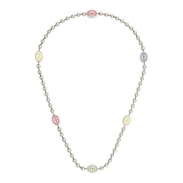 Gucci Sterling Silver Multicolor Enamel Bead Necklace