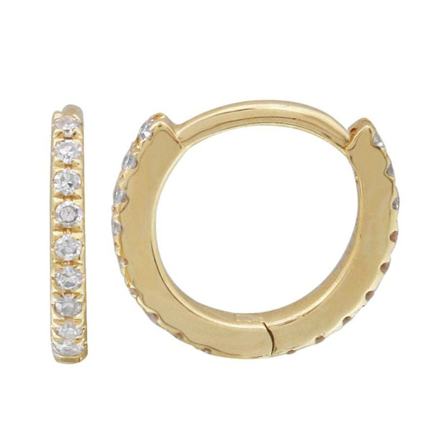 14k Gold Mini Diamond Huggy Earrings-9mm