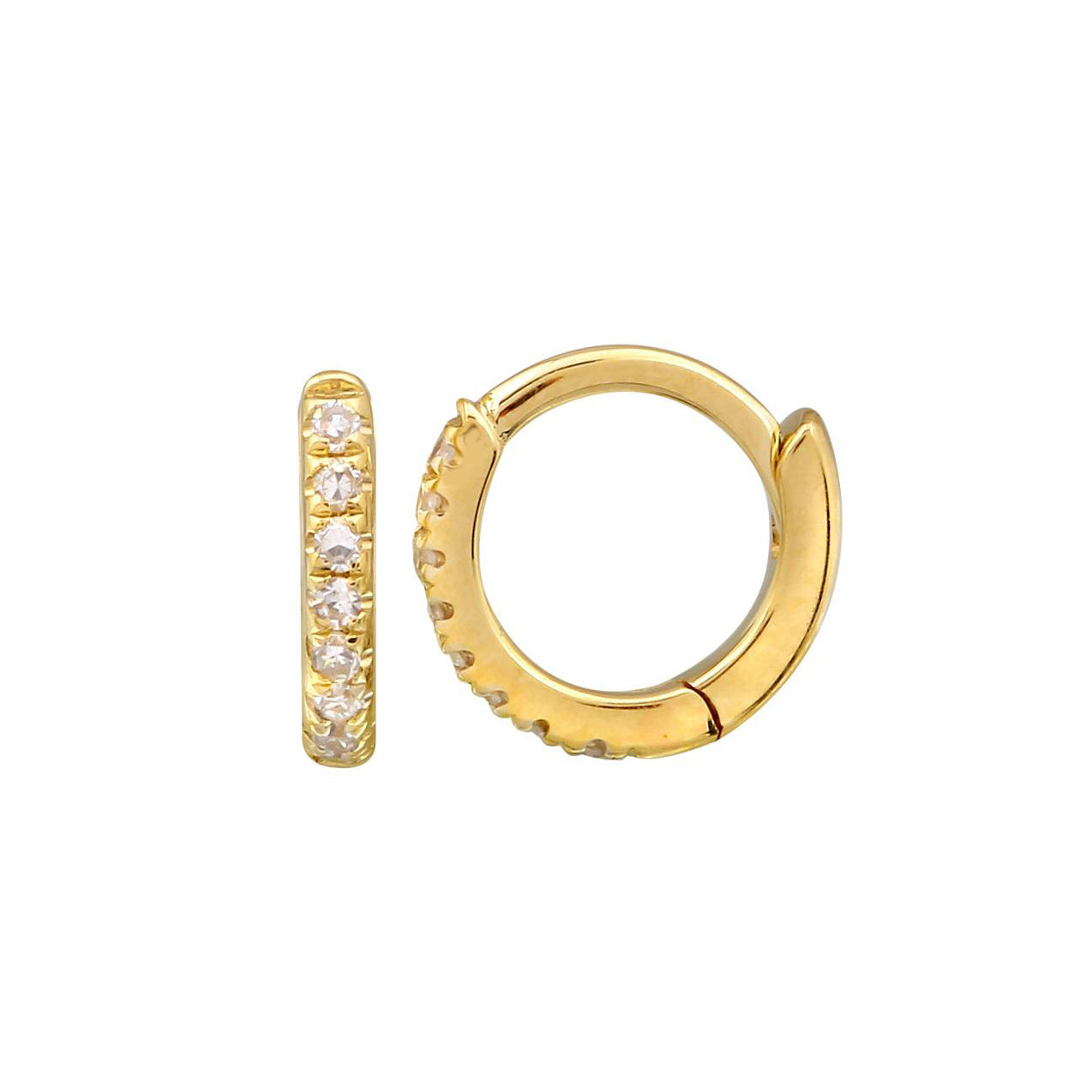 Kravit 14k Gold Mini Diamond Huggy Earrings-7mm