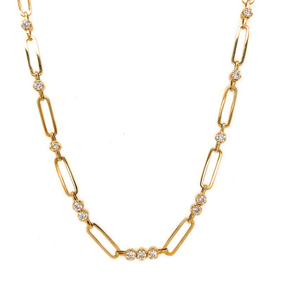 Idayne 14k Gold Diamond Paperclip Necklace