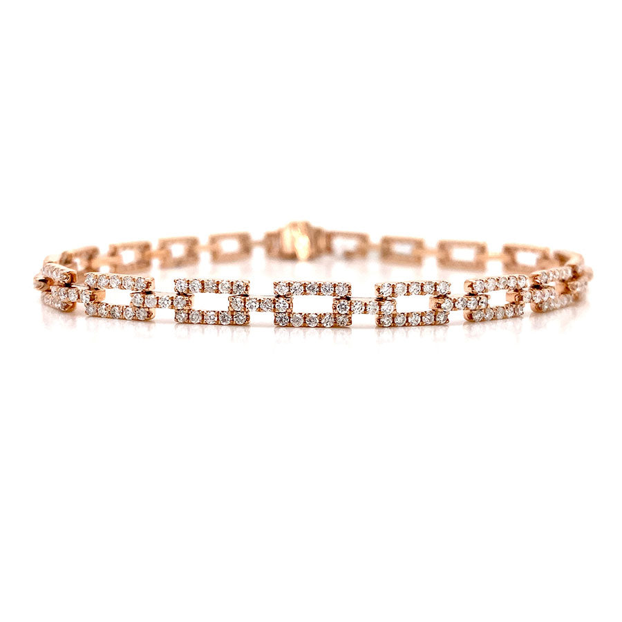 Kravit 14k Rose Gold Diamond Geometric Tennis Bracelet- 2.00ctw