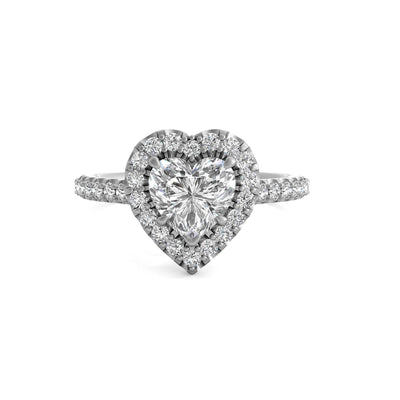 Ritani French-Set Heart Halo Engagement Ring
