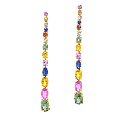 Kravit 18k Yellow Gold Multi Stone Drop Earrings