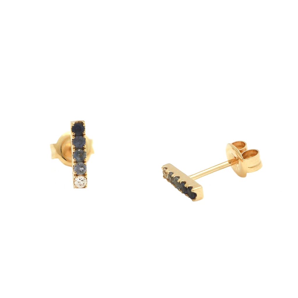Kravit Jewelers 14k Yellow Gold Blue Sapphire Ombre Bar Earrings