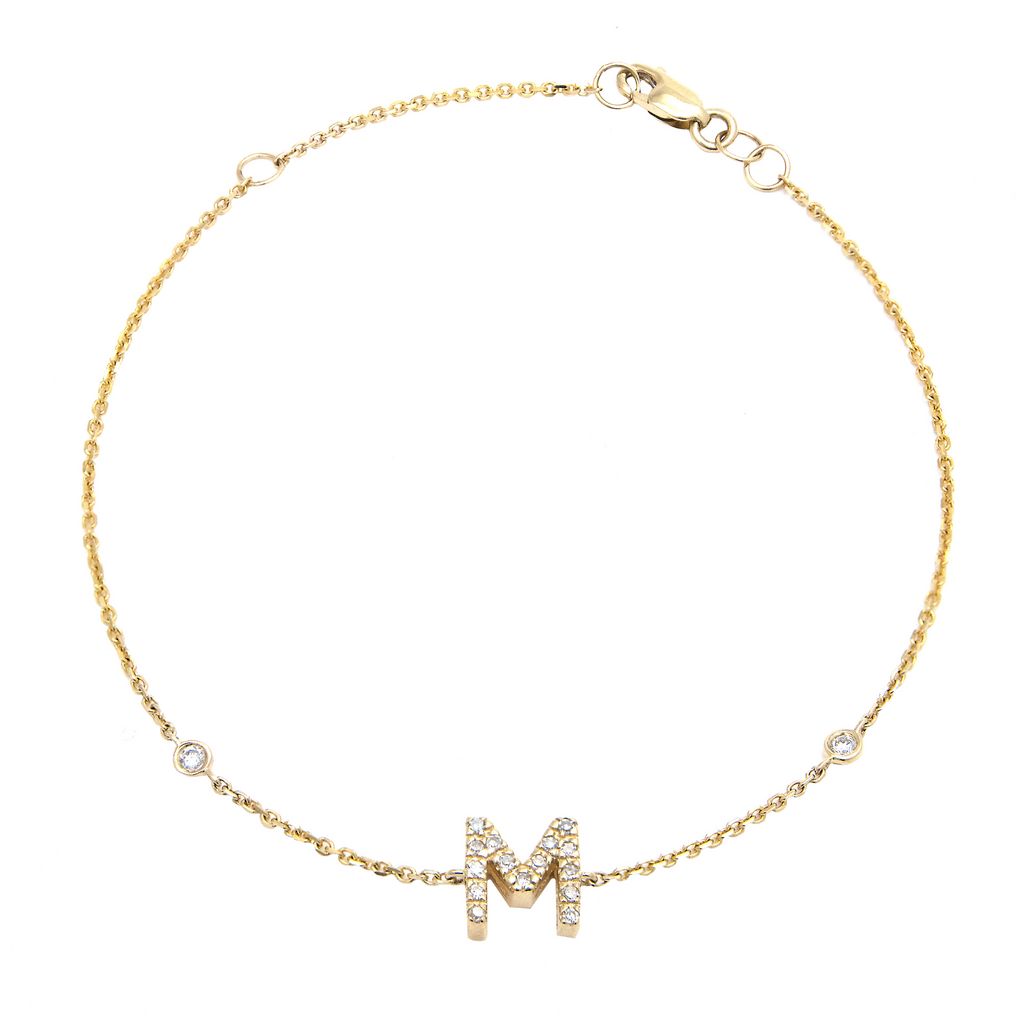 Kravit Jewelers 14k Yellow Gold Diamond Initial Bracelet