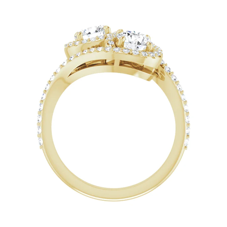 14k Yellow Gold Ying & Yang Diamond Engagement Ring