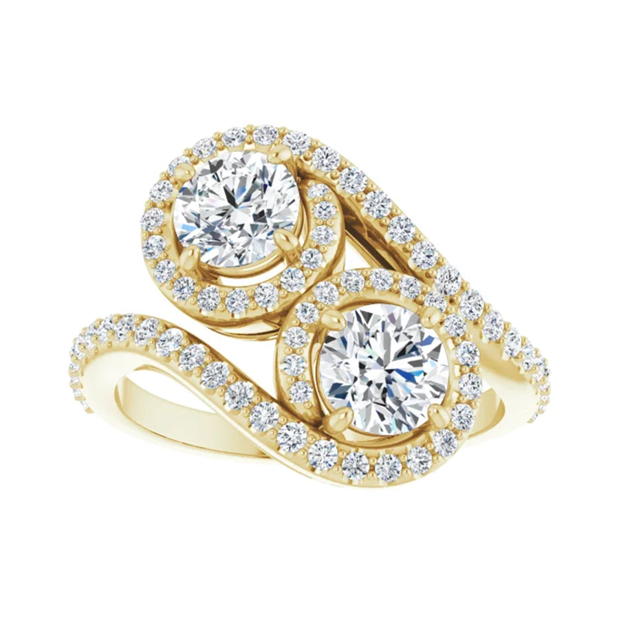 14k Yellow Gold Ying & Yang Diamond Engagement Ring