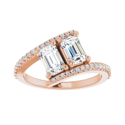 14k Rose Gold Two-Stone Lab-Grown Diamond Engagement Ring