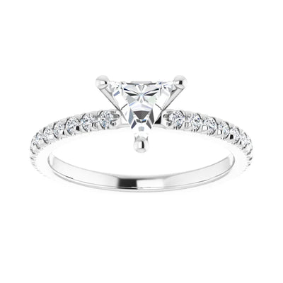 14k White Gold Triangle Cut Diamond Engagement Ring