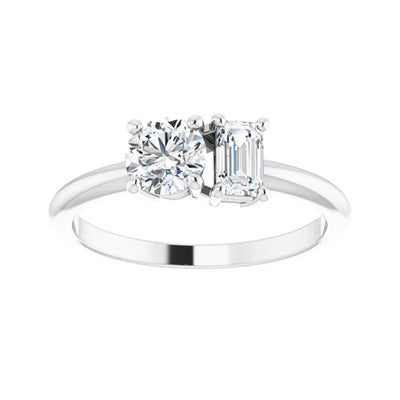 14k White Gold Lab-Grown Diamond Toi et Moi Ring