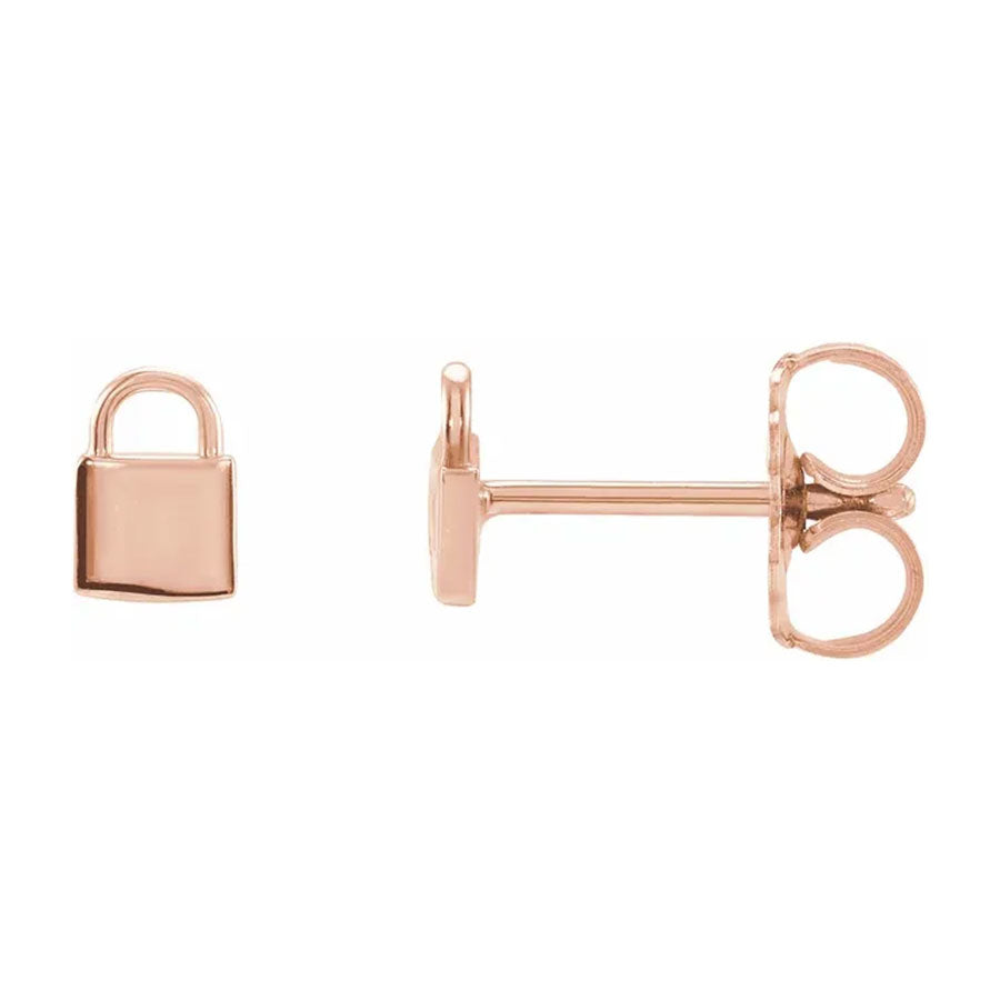 Eternal Love Rose Gold Mini Lock Earrings
