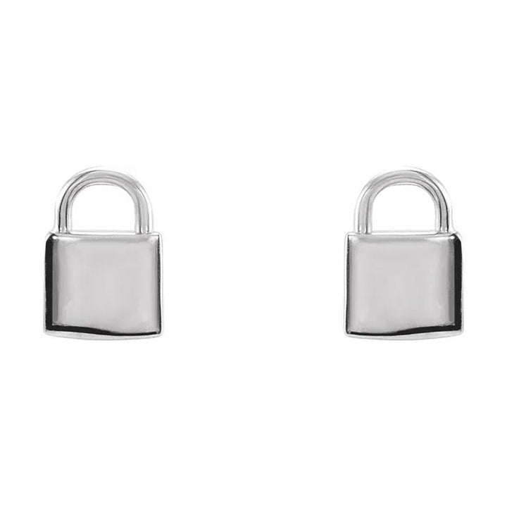 Eternal Love White Gold Mini Lock Earrings