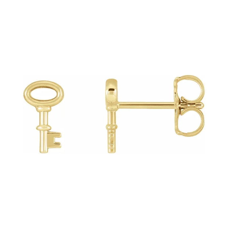 Eternal Love Yellow Gold Mini Key Earrings