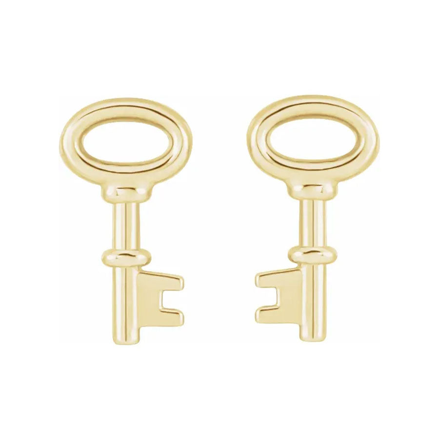 Eternal Love Yellow Gold Mini Key Earrings