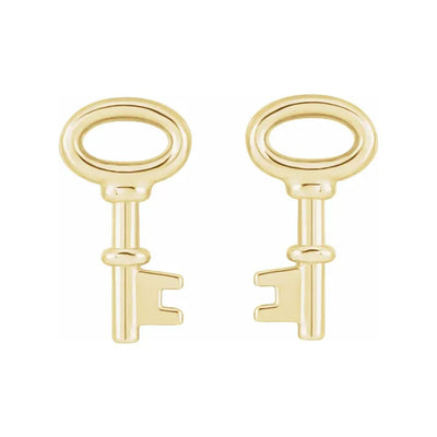Eternal Love Yellow Gold Mini Key Earrings