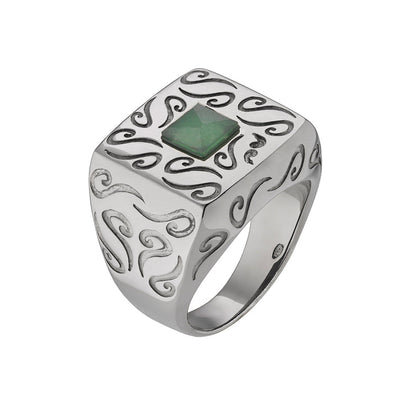 Marco Dal Maso Oxidized Silver + Green Aventurine Square Ring