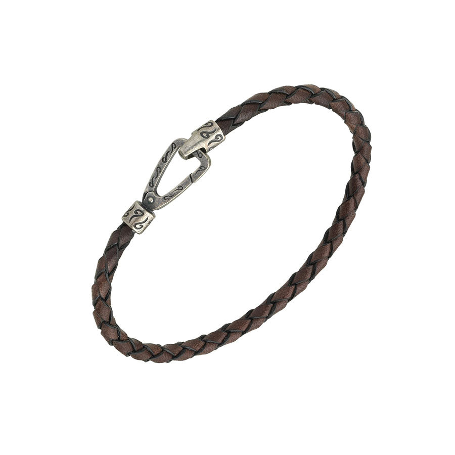 Marco Dal Maso Oxidized Silver + Brown Leather Bracelet