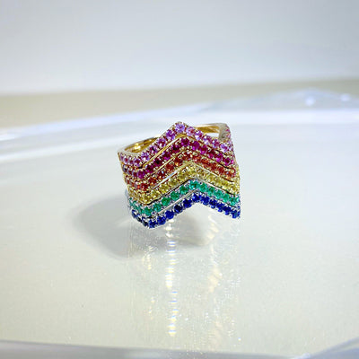 Kravit Jewelers 18k Yellow Gold Yellow Sapphire Zig Zag Ring