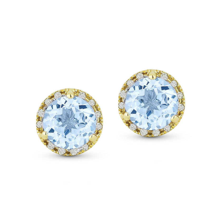 Madison L 14k Gold Aquamarine + Diamond Earrings