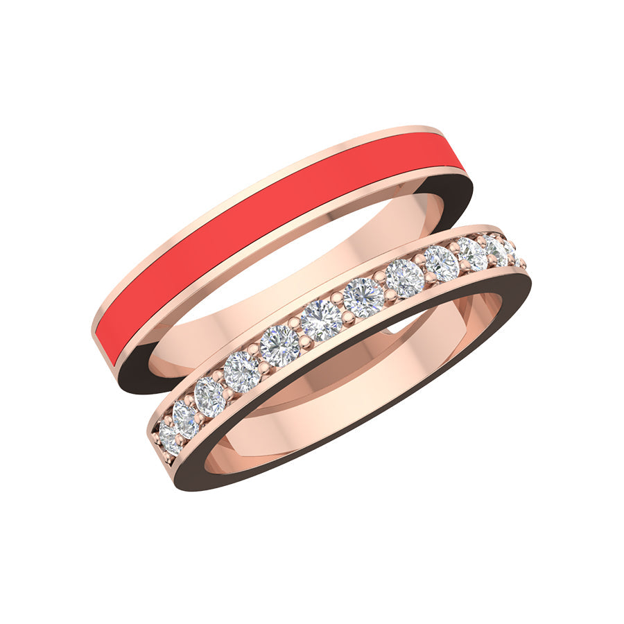 Kravit Jewelers 14k Rose Gold & Red Enamel Diamond Ring