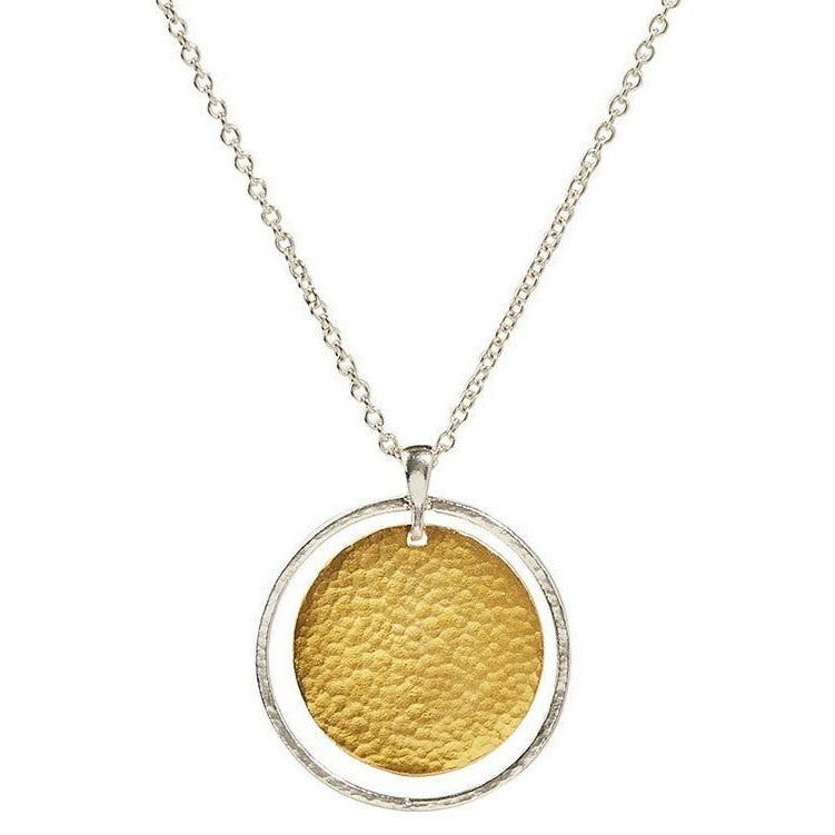 Gurhan 16-18" Lush Silver Necklace, Large Flake Inside Frame, "Kissed" With 24k Gold