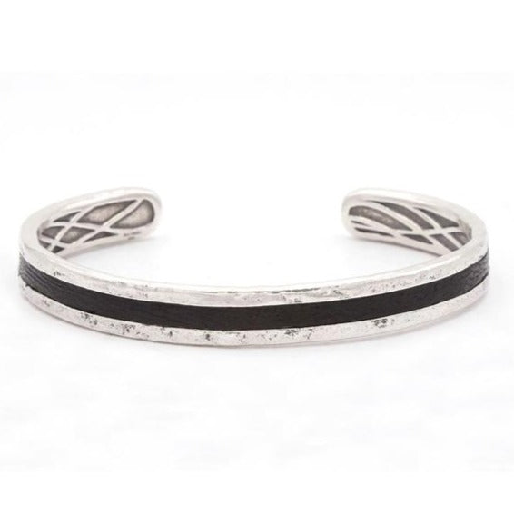 John Varvatos Silver Leather Cuff Bracelet
