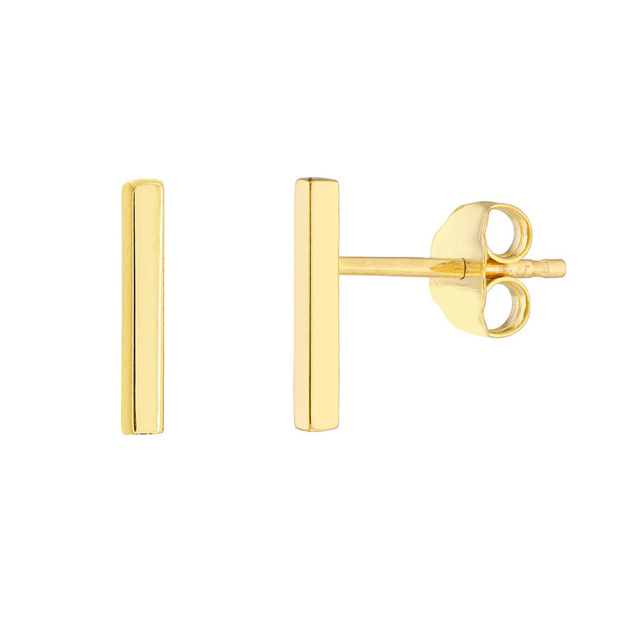 14k Gold Mini Bar Earrings