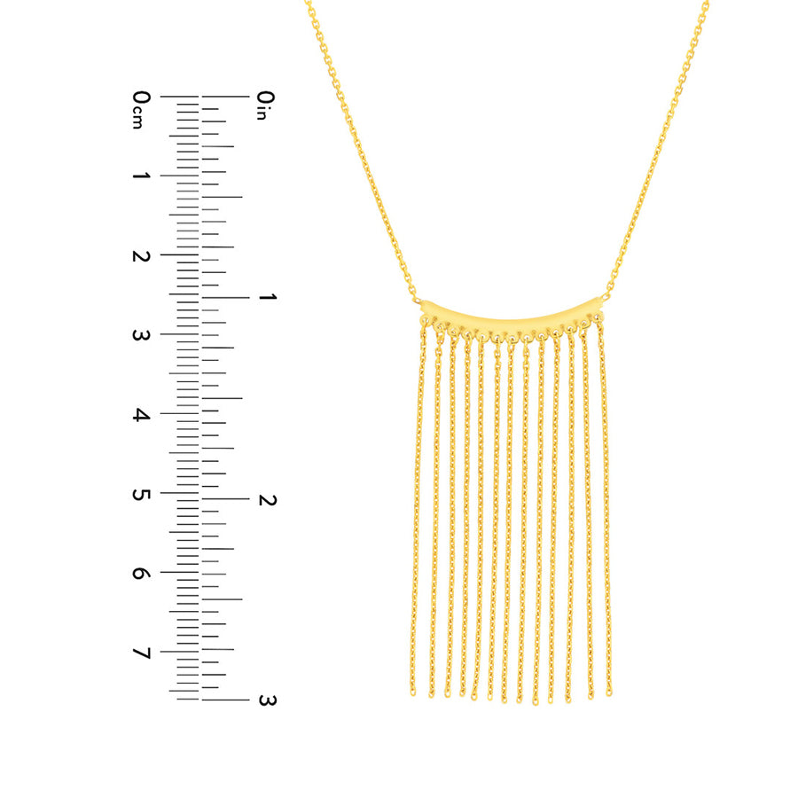 14k Yellow Gold Curved Bar Fringe Necklace