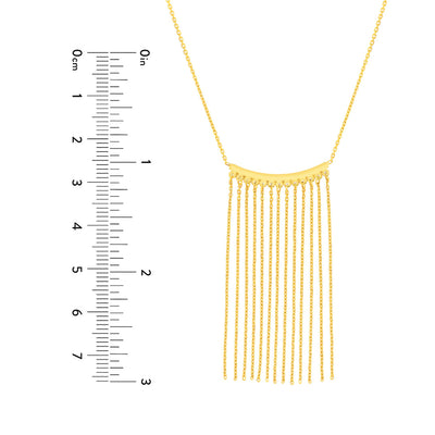 14k Yellow Gold Curved Bar Fringe Necklace