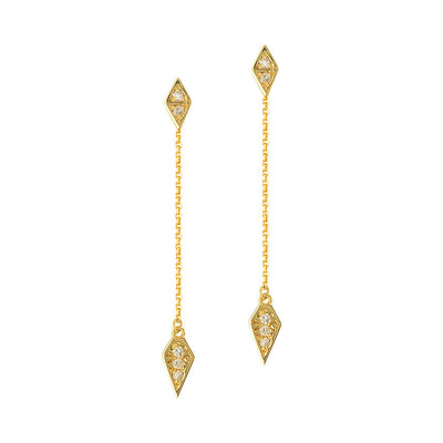 Kravit 14k Gold Diamond Chain Dangle Earrings