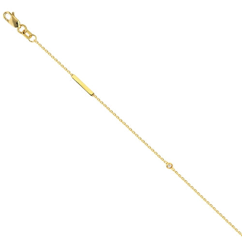 Kravit Jewelers 14k Yellow Gold Tube & Diamond Anklet
