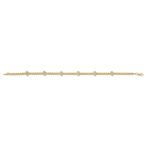 Kravit 14k Yellow Gold Diamond Station Curb Link Bracelet