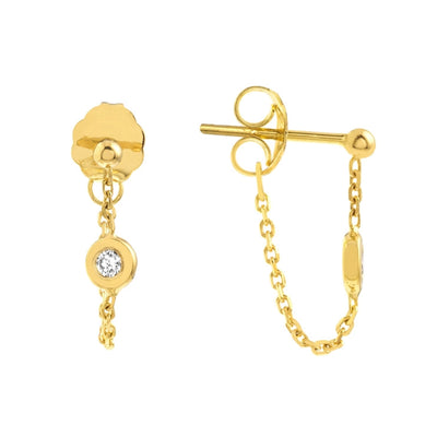 Kravit 14k Gold Mini Diamond Chain Earrings