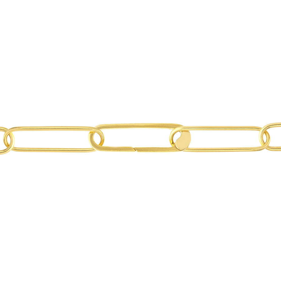 14k Gold Push Lock Paper Clip Bracelet