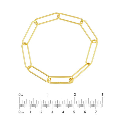 14k Gold Push Lock Paper Clip Bracelet