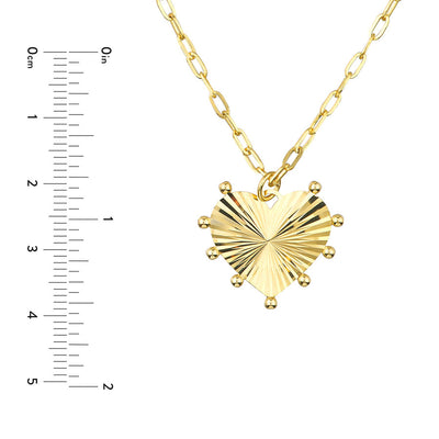 14k Gold Beaded Heart Medallion Necklace