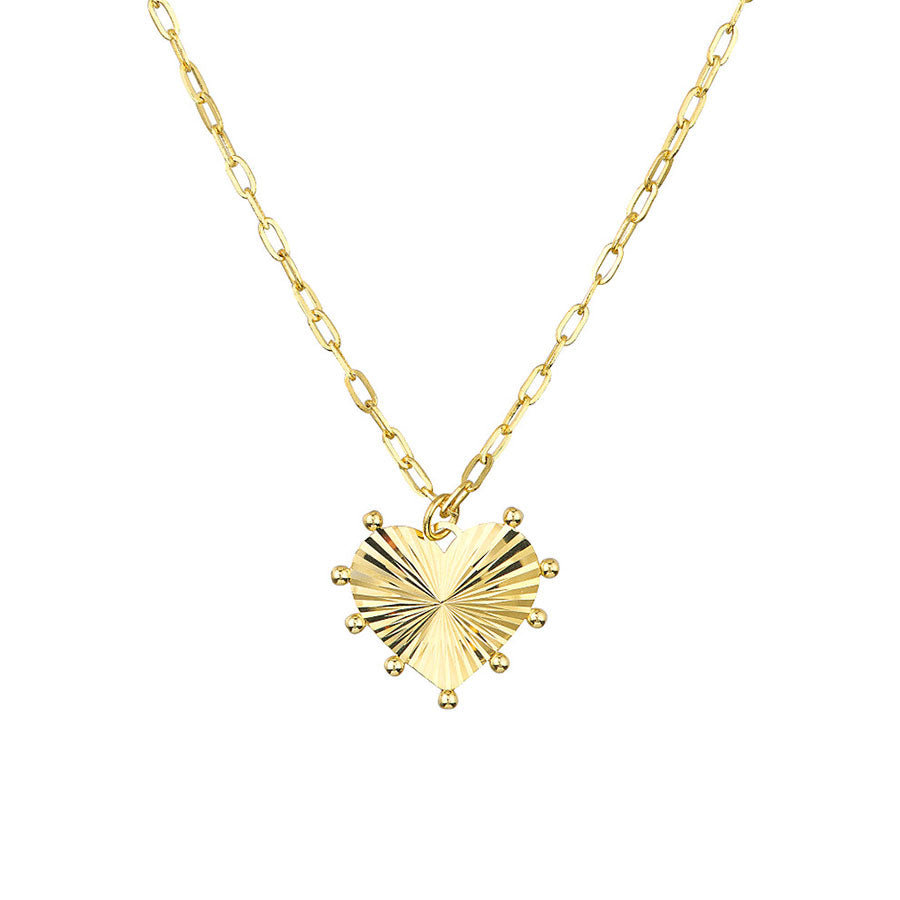 14k Gold Beaded Heart Medallion Necklace