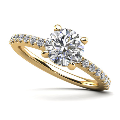 14k Yellow Gold Pave Diamond Engagement Ring