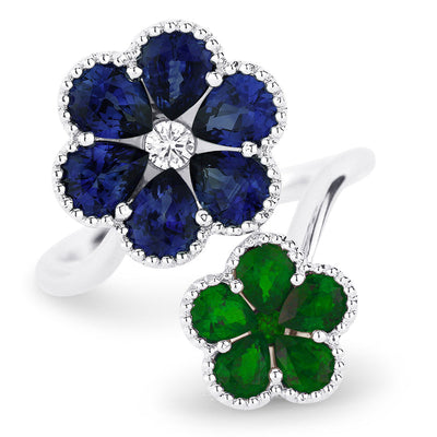Madison L. 14k Emerald + Sapphire Flower Ring