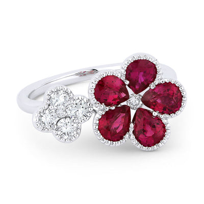 Madison L. 14k Ruby + Diamond Flower Ring