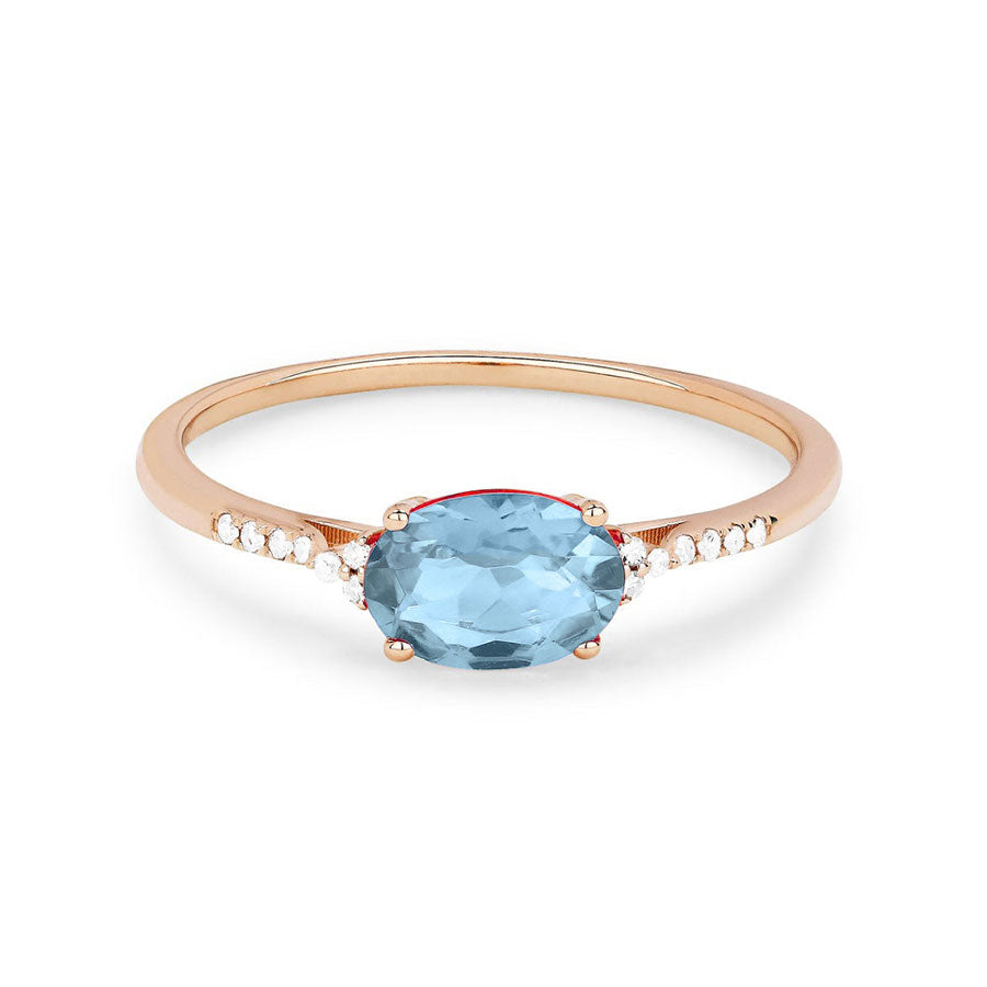 Madison L 14k Gold Aquamarine + Diamond Ring