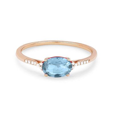 Madison L 14k Gold Aquamarine + Diamond Ring