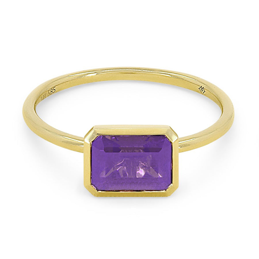 Madison L. 14k Round Emerald Cut Birthstone Ring
